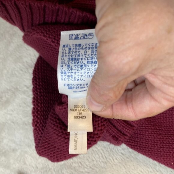 Lands End Women's Cardigan Sweater Medium Burgundy Full-Zip 100% Cotton Ribbed H - Picture 7 of 8